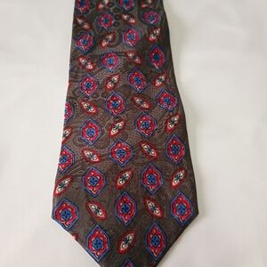 Principe Silk Tie , Red/Gray Geometric Curves, Italian Fabric 100% Silk